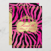 Invitation PixDezines Sweet 16/Zebra Stripes (Devant / Derrière)