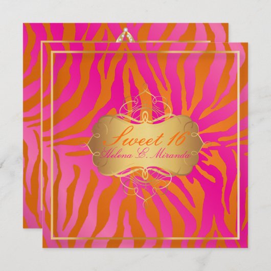 Invitation PixDezines Sweet 16/Zebra Stripes (Devant / Derrière)
