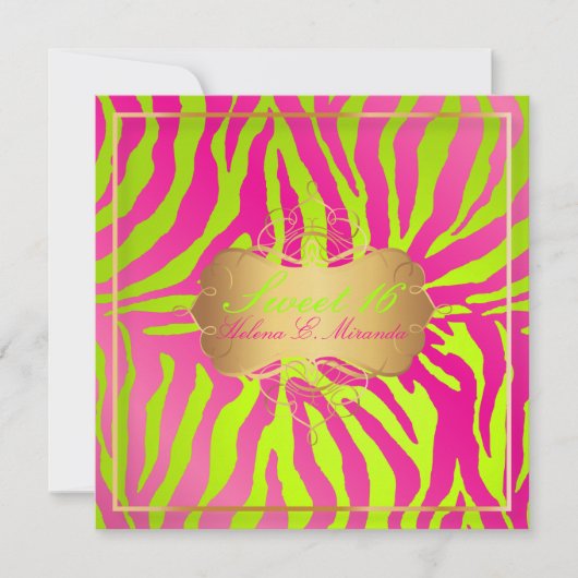 Invitation PixDezines Sweet 16/Zebra Stripes (Devant)
