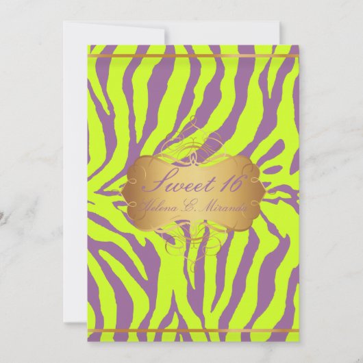 Invitation PixDezines Sweet 16/Zebra Stripes (Devant)