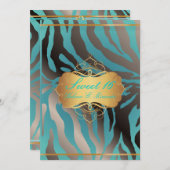 Invitation PixDezines Sweet 16/Zebra Stripes (Devant / Derrière)
