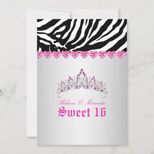 Invitation PixDezines Sweet 16/Zebra Stripes (Devant)