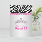 Invitation PixDezines Sweet 16/Zebra Stripes (Debout devant)