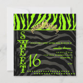 Invitation PixDezines Sweet 16/Zebra Stripes (Devant)