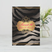 Invitation PixDezines Sweet 16/Zebra Stripes (Debout devant)