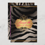 Invitation PixDezines Sweet 16/Zebra Stripes (Devant / Derrière)