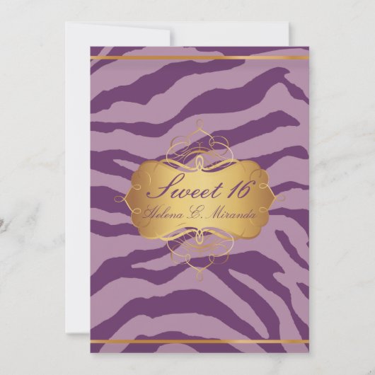 Invitation PixDezines Sweet 16/Zebra Stripes (Devant)