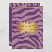 Invitation PixDezines Sweet 16/Zebra Stripes (Devant / Derrière)