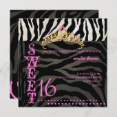 Invitation PixDezines Sweet 16/Zebra Stripes (Devant / Derrière)