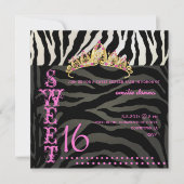 Invitation PixDezines Sweet 16/Zebra Stripes (Devant)