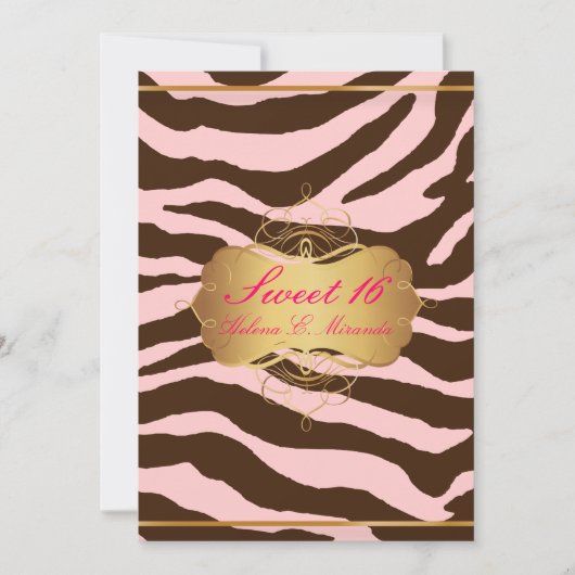 Invitation PixDezines Sweet 16/Zebra Stripes (Devant)