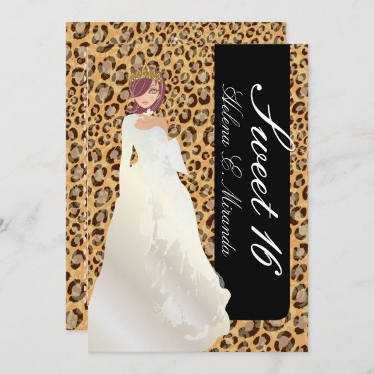 Invitation PixDezines Sweet 16/Zebra Stripes (Devant / Derrière)