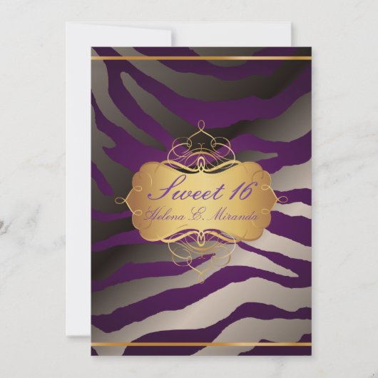 Invitation PixDezines Sweet 16/Zebra Stripes (Devant)