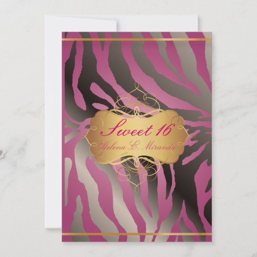 Invitation PixDezines Sweet 16/Zebra Stripes (Devant)