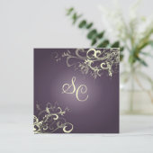 Invitation PixDezines Swirls à vanille de prune violette fonc (Debout devant)