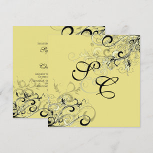 Invitation PixDezines SWIRLS NOIR VINTAGES/arrière - plan do-