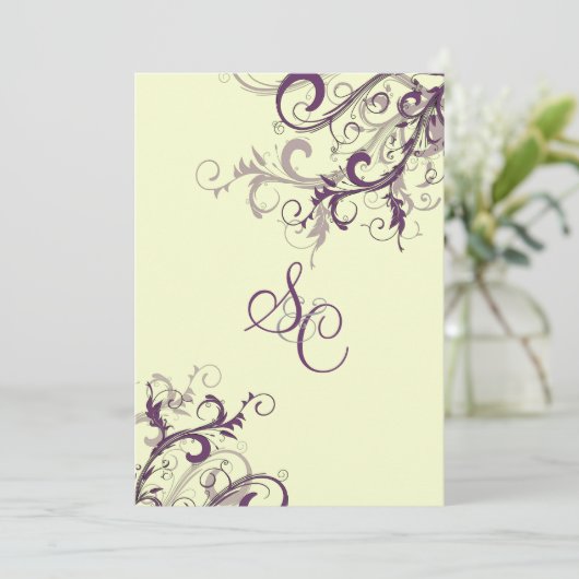 Invitation PixDezines SWIRLS PLUM/Arrière - plan DO-IT-YOURSE (Debout devant)