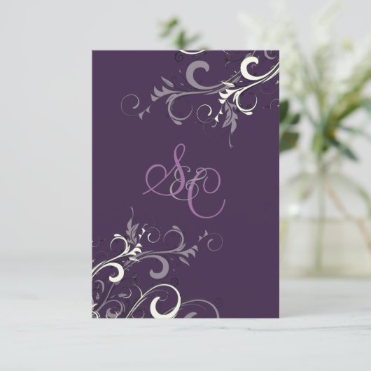 Invitation PixDezines SWIRLS PLUM/CREAM/Arrière - plan DO-IT- (Debout devant)