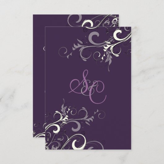 Invitation PixDezines SWIRLS PLUM/CREAM/Arrière - plan DO-IT- (Devant / Derrière)