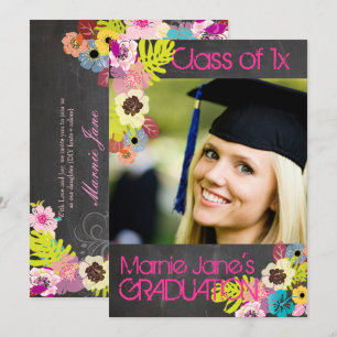 Invitation PixDezines, tableau de bord+graduation florale