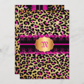 Invitation PixDezines taches vintages dentelle+guépards/rose+ (Devant / Derrière)