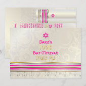 Invitation PixDezines talit soie/Bat mitzvah élégant/or (Devant / Derrière)