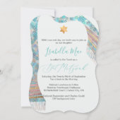 Invitation PixDezines Tallit Aqua Bat mitzvah bleu turquoise (Dos)