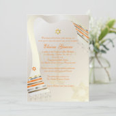 Invitation PixDezines Tallit/Bat mitzvah élégant/or (Debout devant)