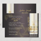 Invitation PixDezines tallit/Stylish Bar Mitzvah/ash/gold (Devant / Derrière)