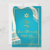 Invitation PixDezines tallits Bar Mitzvah/bleu/or (Dos)