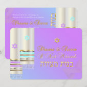 Invitation PixDezines Tallits pastel pour B'not mitzvah (Devant / Derrière)