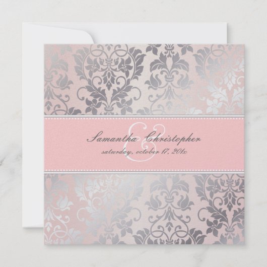 Invitation PixDezines Tanza Rose+Argent/Rose+Gris (Devant)