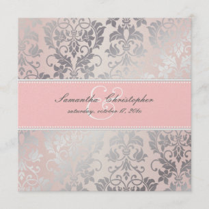 Invitation PixDezines Tanza Rose+Argent/Rose+Gris