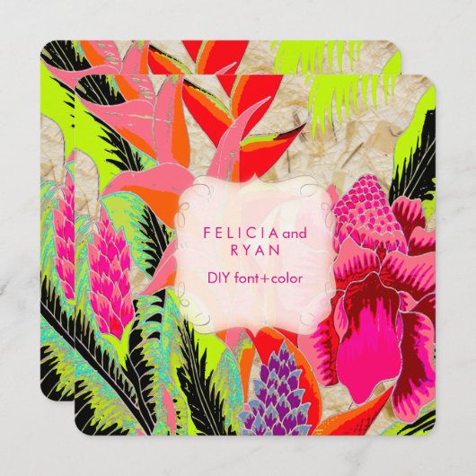 Invitation PixDezines torch gingembre/heliconia/Luau Mariage (Devant / Derrière)