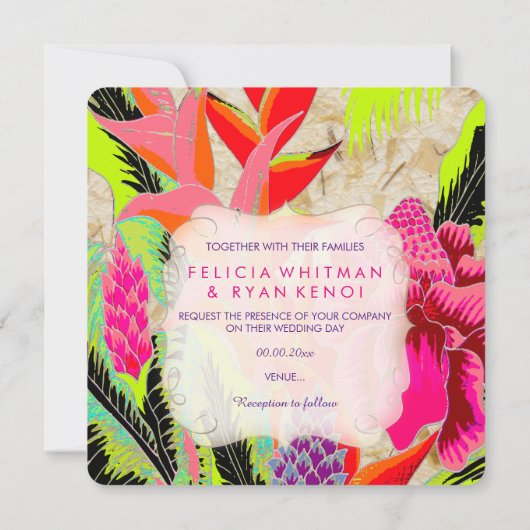Invitation PixDezines torch gingembre/heliconia/Luau Mariage (Dos)