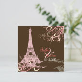 Invitation PixDezines TOUR EIFFEL ROSE+SWIRLS (Debout devant)