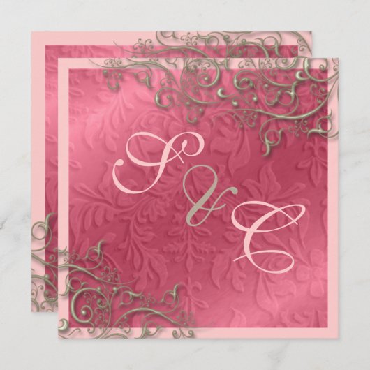 Invitation PixDezines tourbillons rustiques/faux argent (Devant / Derrière)