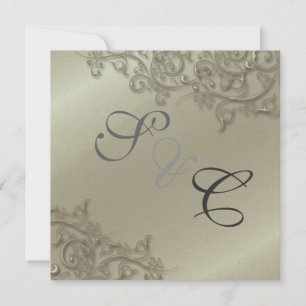 Invitation PixDezines tourbillons rustiques/faux argent