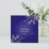 Invitation PixDezines Tourbillons Vanille/Fond Bleu Royal (Debout devant)