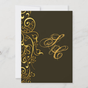 Invitation PixDezines tourbillons vintages en faux or