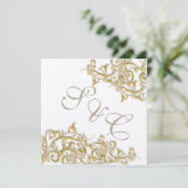 Invitation PixDezines tourbillons vintages en faux or (Debout devant)