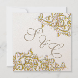 Invitation PixDezines tourbillons vintages en faux or