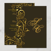 Invitation PixDezines tourbillons vintages en faux or (Devant / Derrière)