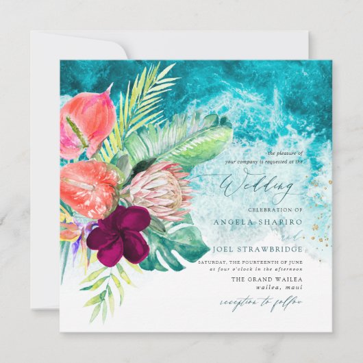 Invitation PixDezines Tropical Paradise Beach Wedding Invitat (Devant)