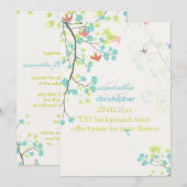 Invitation PixDezines turquoise floraison de cerisiers/arrièr (Devant / Derrière)