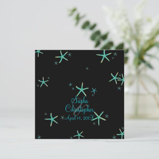 Invitation PixDezines turquoise+or starfish/do-it-yourself co (Debout devant)