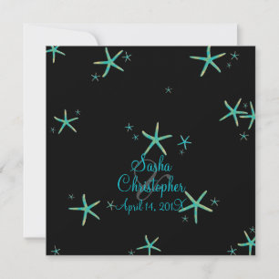 Invitation PixDezines turquoise+or starfish/do-it-yourself co