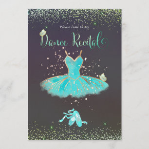 Invitation PixDezines TurquoiseTutu Papillons Récital de Dans