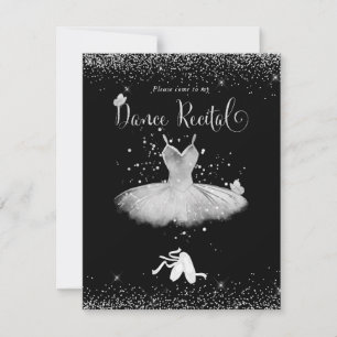 Invitation PixDezines Tutu rose et papillons Récital de danse