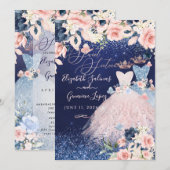 Invitation PixDezines Twins Sweet 16 Dusty Blue + (Devant / Derrière)